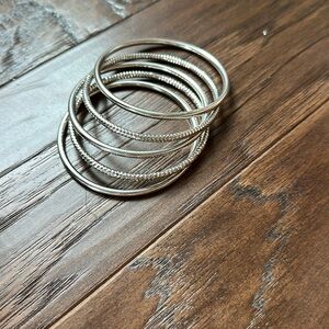 5 silver bangle bracelets